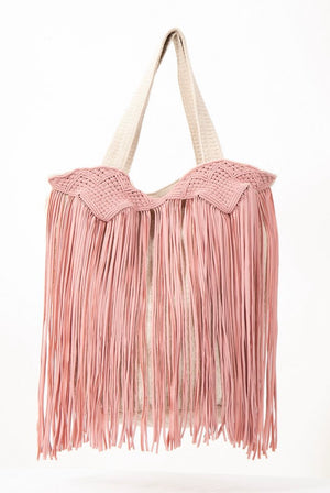 PilyQ Pink Sands Macrame Tote Bag