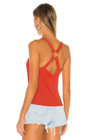 Chaser Poor Boy Rib Cross Back Tank with Ring
